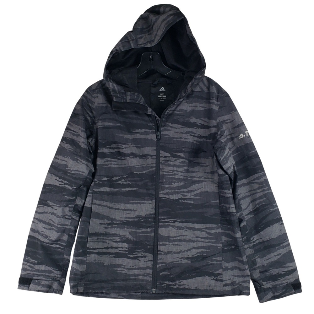 Adidas Tiro 19 Presentation Jacket Mens A/L Gray Camo Hooded Full Zip DZ7256 YKK